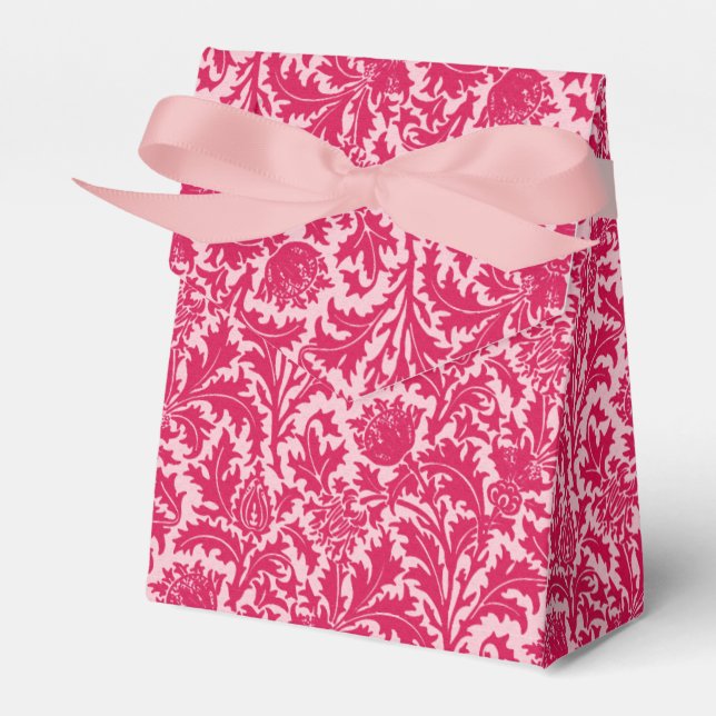 William Morris Thistle Damask, Fuchsia Pink Favour Box (Front Side)