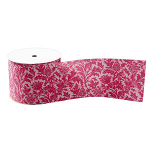 William Morris Thistle Damask, Fuchsia Pink Grosgrain Ribbon