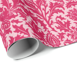 William Morris Thistle Damask, Fuchsia Pink Wrapping Paper