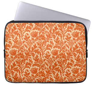 William Morris Thistle Damask, Mandarin Orange Laptop Sleeve