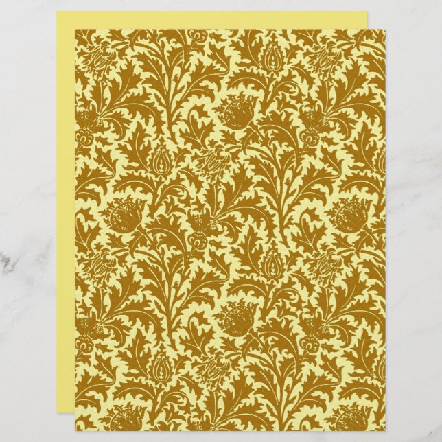 William Morris Thistle Damask, Mustard Gold  (Front/Back)