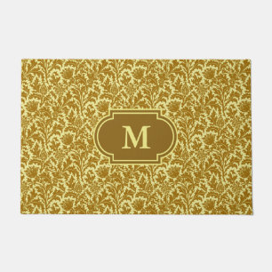 William Morris Thistle Damask, Mustard Gold  Doormat