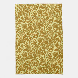 William Morris Thistle Damask, Mustard Gold Tea Towel