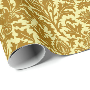 William Morris Thistle Damask, Mustard Gold Wrapping Paper