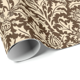 William Morris Thistle Damask, Taupe Tan & Beige Wrapping Paper
