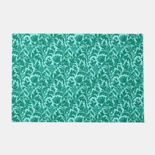 William Morris Thistle Damask, Turquoise and Aqua Doormat