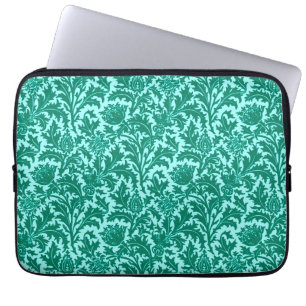 William Morris Thistle Damask, Turquoise and Aqua Laptop Sleeve