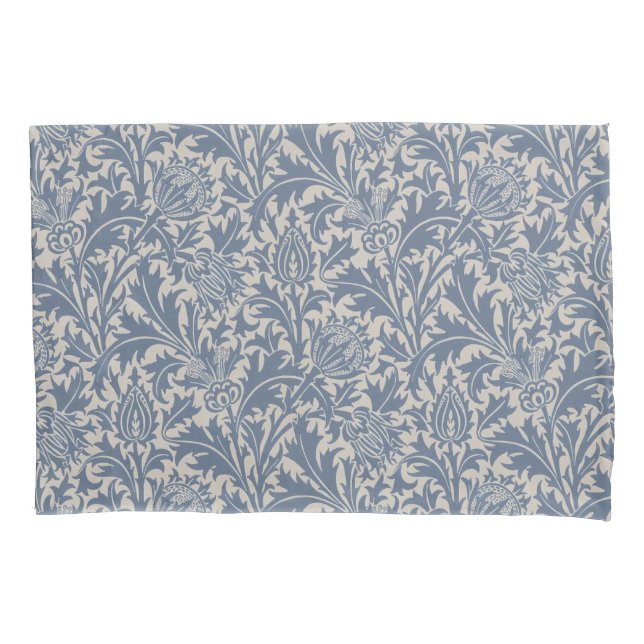 William Morris Thistle Sage Blue Pattern Pillowcase (Front)
