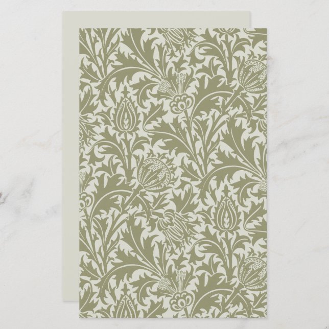 William Morris Thistle Sage Green Pattern (Front/Back)