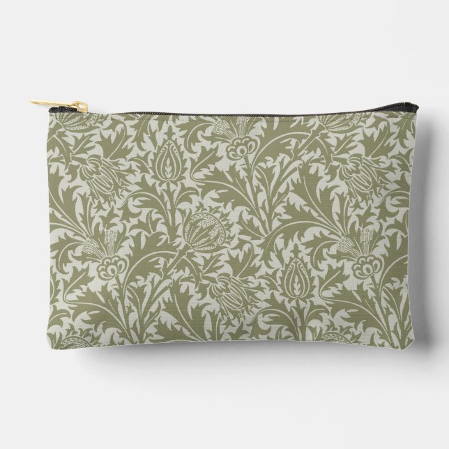 William Morris Thistle Sage Green Pattern Accessory Pouch (Front)