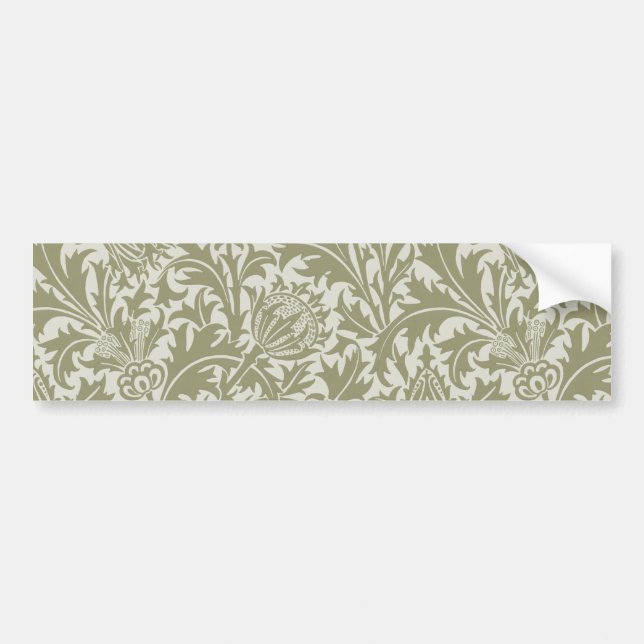 William Morris Thistle Sage Green Pattern Bumper Sticker (Front)