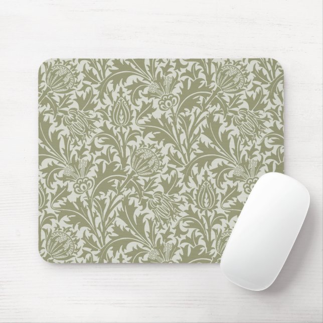 William Morris Thistle Sage Green Pattern Mouse Mat (With Mouse)