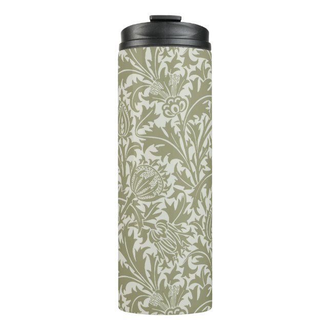 William Morris Thistle Sage Green Pattern Thermal Tumbler (Front)