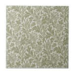 William Morris Thistle Sage Green Pattern Tile<br><div class="desc">This intricate "Thistle" pattern is a classic example of Arts and Crafts design by William Morris and John Henry Dearle, originally created in 1897. The repeating motif features beautifully stylised thistle flowers and jagged leaves in a monochromatic sage green palette, creating a subtle and sophisticated look. The dense, flowing design...</div>