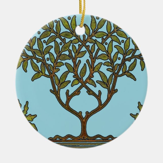 William Morris Tree Frieze Floral Wallpaper Ceramic Tree Decoration (Front)