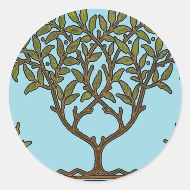 William Morris Tree Frieze Floral Wallpaper Classic Round Sticker (Front)