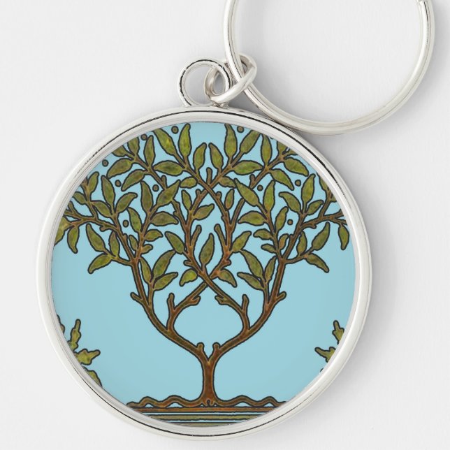 William Morris Tree Frieze Floral Wallpaper Key Ring (Front)