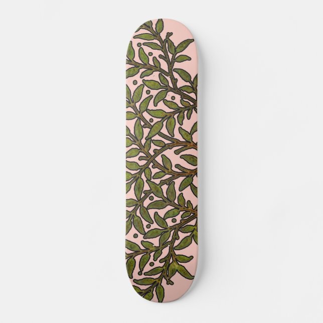 William Morris Tree Frieze Floral Wallpaper Skateboard (Front)