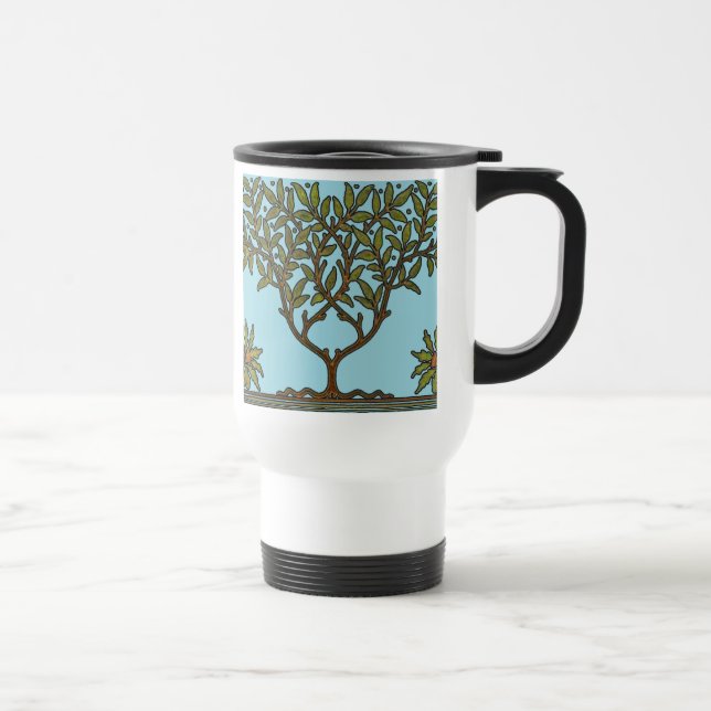 William Morris Tree Frieze Floral Wallpaper Travel Mug (Right)