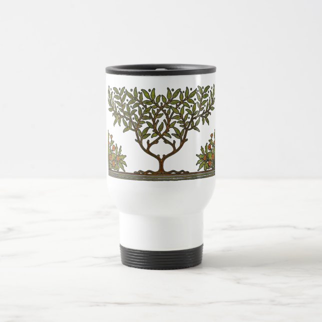 William Morris Tree Frieze Floral Wallpaper Travel Mug (Center)