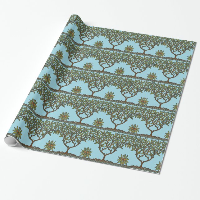 William Morris Tree Frieze Floral Wallpaper Wrapping Paper (Unrolled)