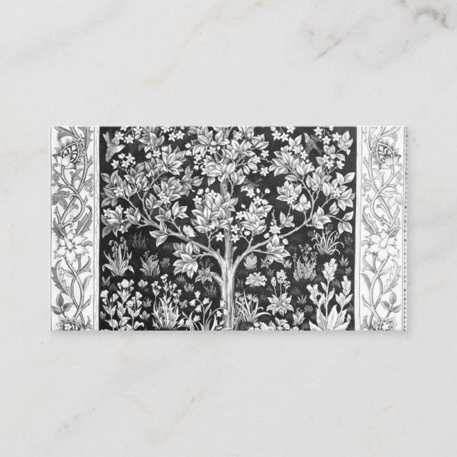 William Morris - Tree Of Life Black And White Business Card (Front)