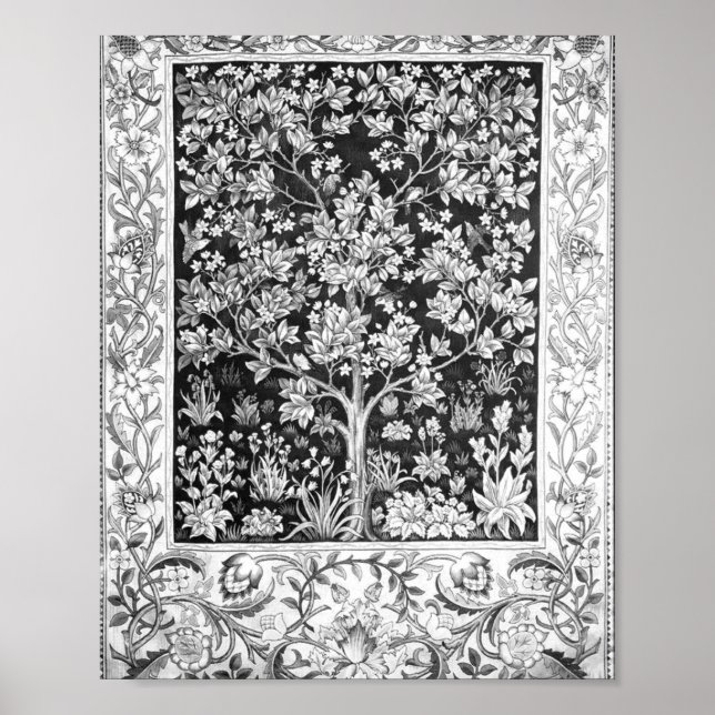 William Morris - Tree Of Life Black And White Poster (Front)
