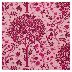 William Morris Tree of Life, Burgundy and Pink Fabric