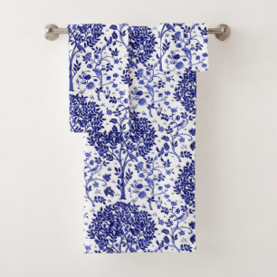 William Morris Tree of Life, Cobalt Blue and White Bath Towel Set