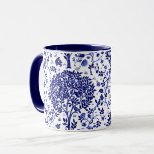 William Morris Tree of Life, Cobalt Blue and White Mug