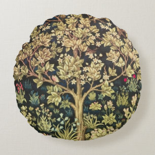 William Morris Tree Of Life Floral Vintage Art Round Cushion