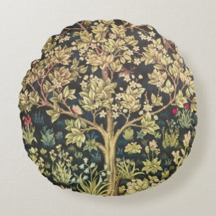 William Morris Tree Of Life Floral Vintage Art Round Cushion