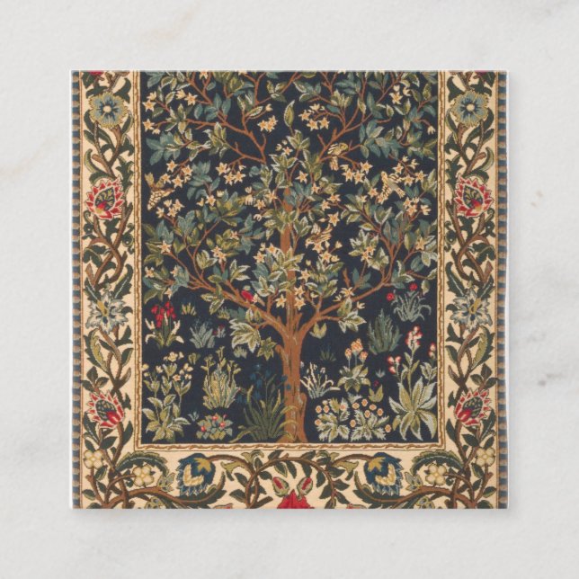 William Morris - Tree Of Life Original Square Business Card (Front)