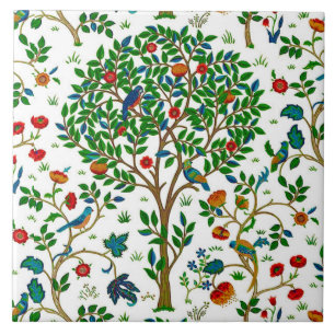 William Morris Tree of Life Pattern, Green & Multi Tile
