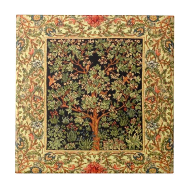 William Morris - Tree Of Life Pattern Tile (Front)