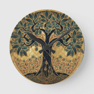 William Morris Tree Of Life Vintage Pre-Raphaelite Round Clock