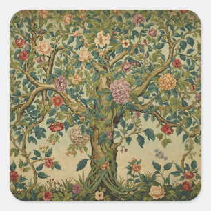 William Morris Tree Of Life Vintage Pre-Raphaelite Square Sticker