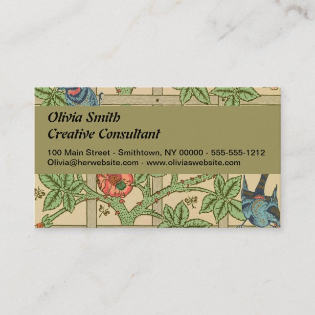 William Morris Trellis Classic Wallpaper Design  Business Card (Front)