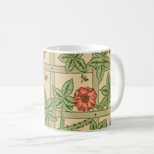 William Morris Trellis Classic Wallpaper Design  Coffee Mug (Front Right)