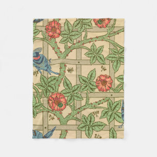 William Morris Trellis Classic Wallpaper Design  Fleece Blanket