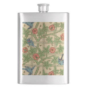 William Morris Trellis Classic Wallpaper Design  Hip Flask