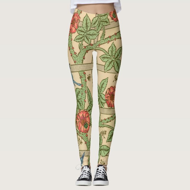 William Morris Trellis Classic Wallpaper Design  Leggings (Front)