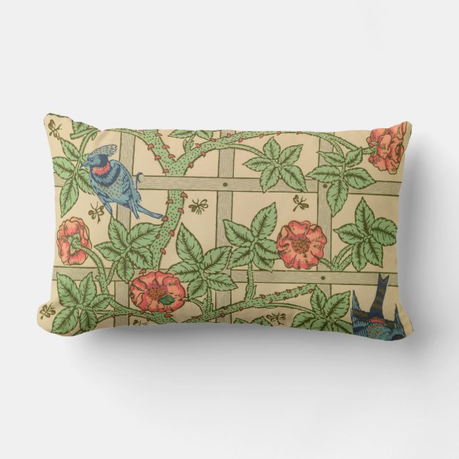 William Morris Trellis Classic Wallpaper Design  Lumbar Cushion (Front)