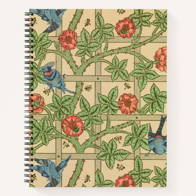 William Morris Trellis Classic Wallpaper Design  Notebook (Front)