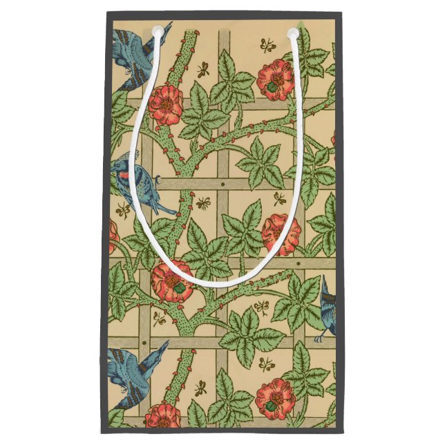 William Morris Trellis Classic Wallpaper Design  Small Gift Bag (Front)
