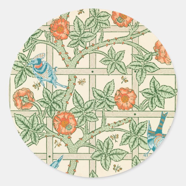 William Morris Trellis Victorian Wallpaper Classic Round Sticker (Front)