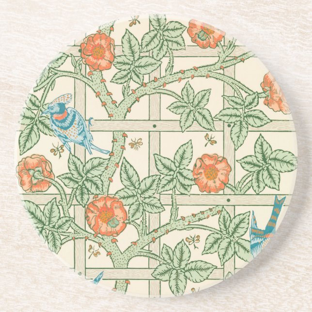 William Morris Trellis Victorian Wallpaper Coaster (Front)