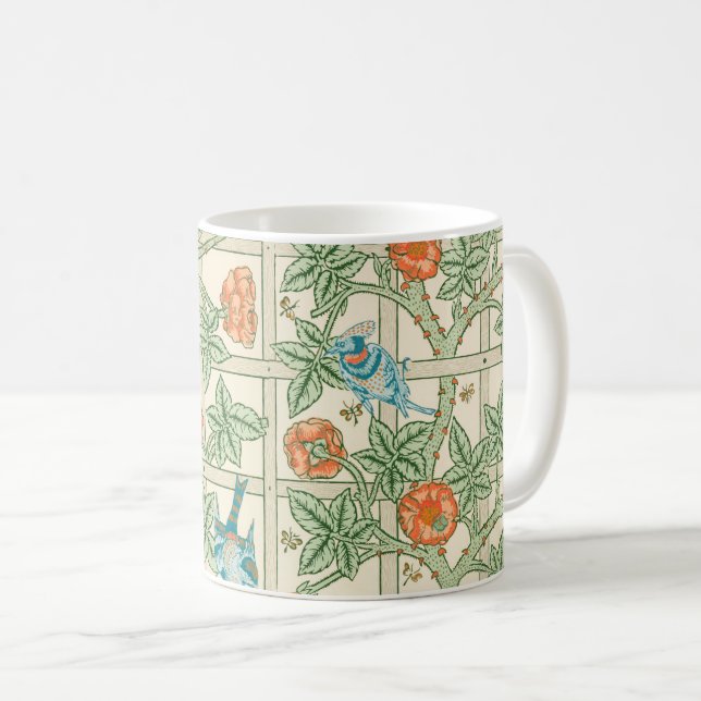 William Morris Trellis Victorian Wallpaper Coffee Mug (Front Right)