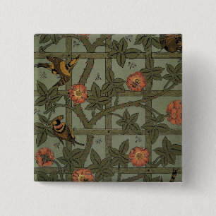 William Morris Trellis Wallpaper Art 15 Cm Square Badge
