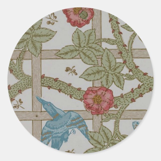 William Morris Trellis Wallpaper Art Classic Round Sticker (Front)